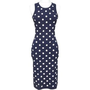 MICHAEL MICHAEL KORS Dress Midi Sequin Navy Blue Floral Crew Neck Sleeveless XS